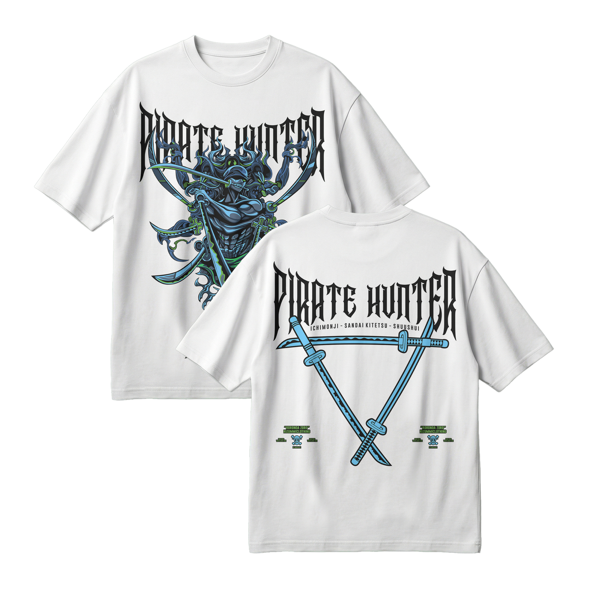 Anime One Piece Roronoa Zoro Pirates Hunter Oversized T-Shirt - RZM010