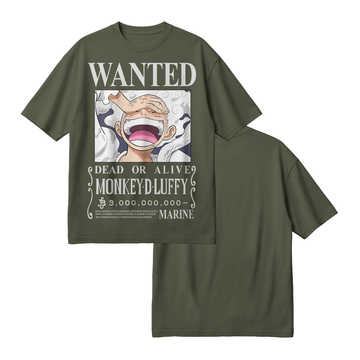 Anime One Piece Wanted Monkey D. Luffy Gear 5 Oversized T-Shirt - RZM012
