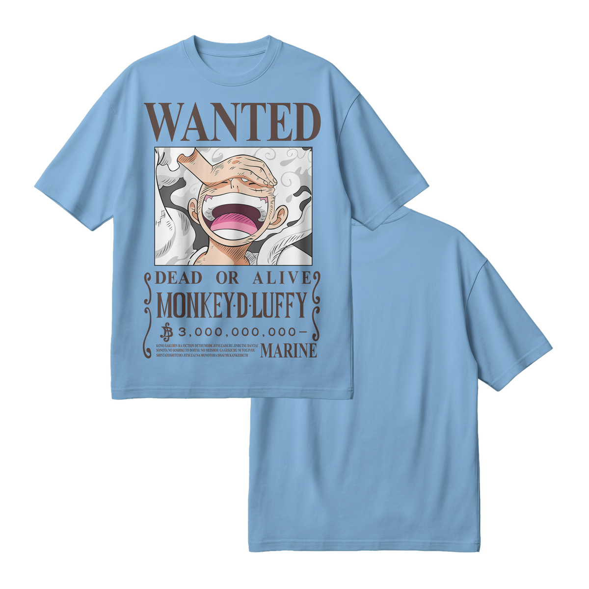 Anime One Piece Wanted Monkey D. Luffy Gear 5 Oversized T-Shirt - RZM012