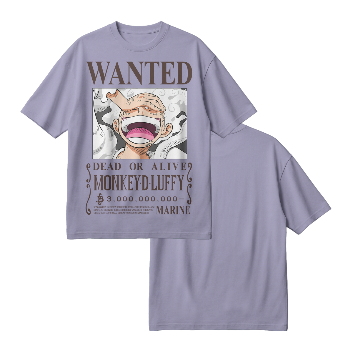 Anime One Piece Wanted Monkey D. Luffy Gear 5 Oversized T-Shirt - RZM012