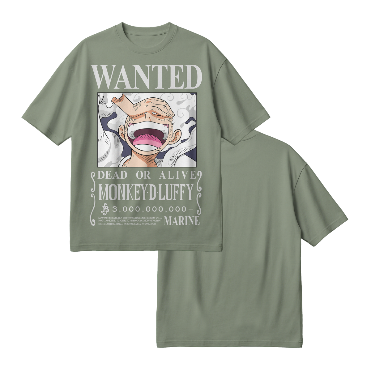 Anime One Piece Wanted Monkey D. Luffy Gear 5 Oversized T-Shirt - RZM012
