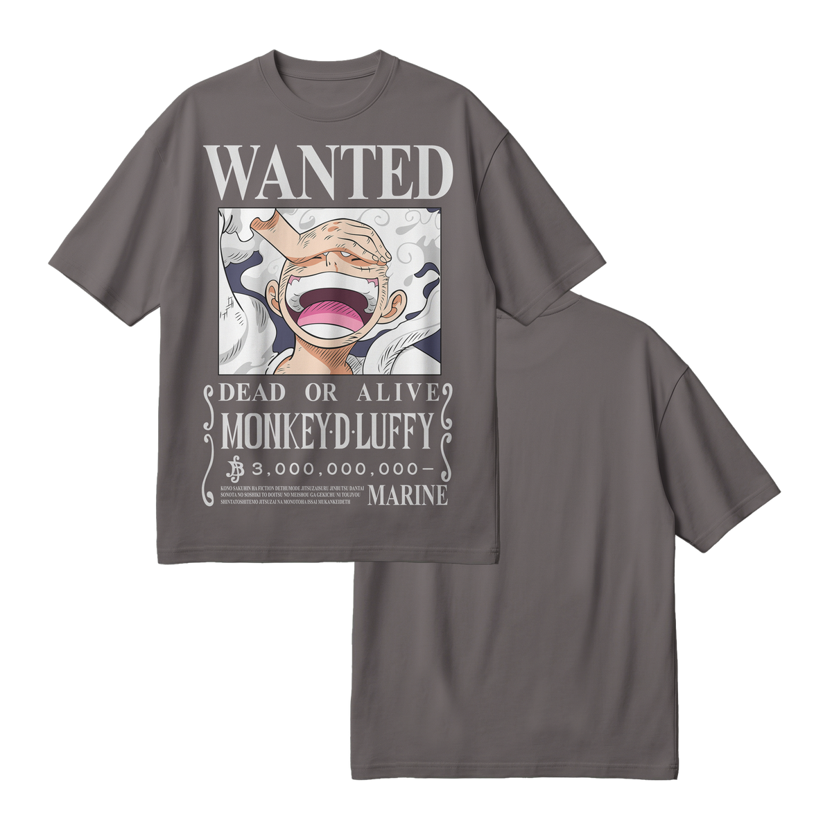 Anime One Piece Wanted Monkey D. Luffy Gear 5 Oversized T-Shirt - RZM012