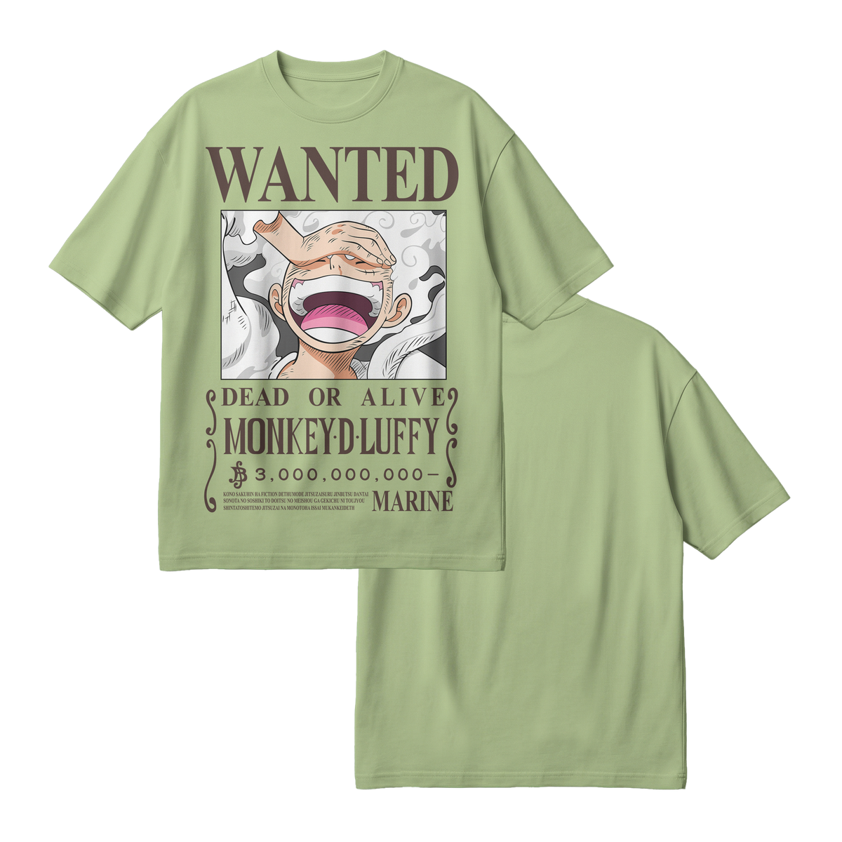 Anime One Piece Wanted Monkey D. Luffy Gear 5 Oversized T-Shirt - RZM012
