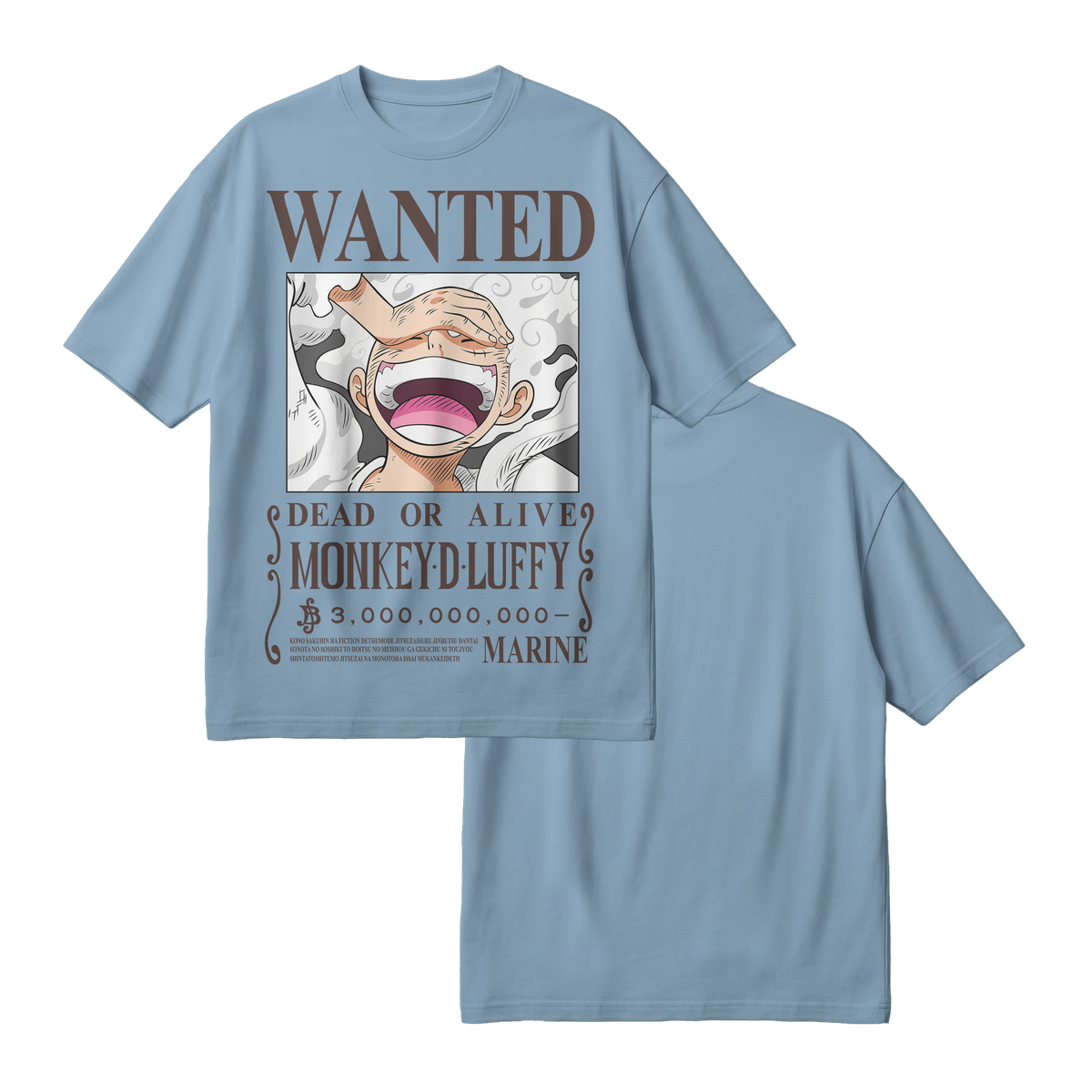 Anime One Piece Wanted Monkey D. Luffy Gear 5 Oversized T-Shirt - RZM012