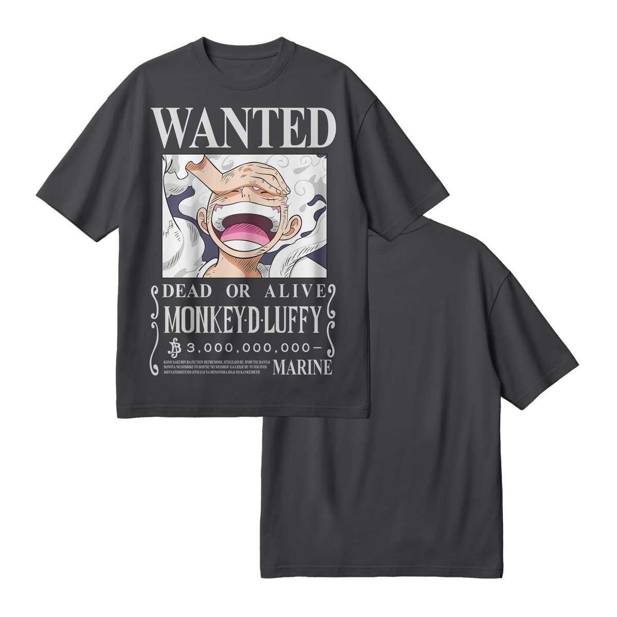 Anime One Piece Wanted Monkey D. Luffy Gear 5 Oversized T-Shirt - RZM012