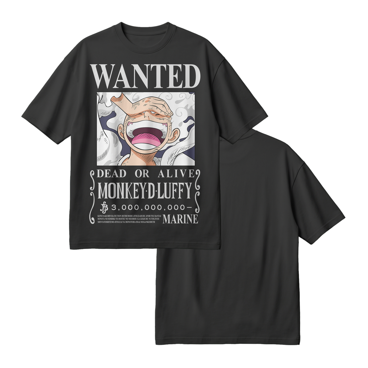 Anime One Piece Wanted Monkey D. Luffy Gear 5 Oversized T-Shirt - RZM012