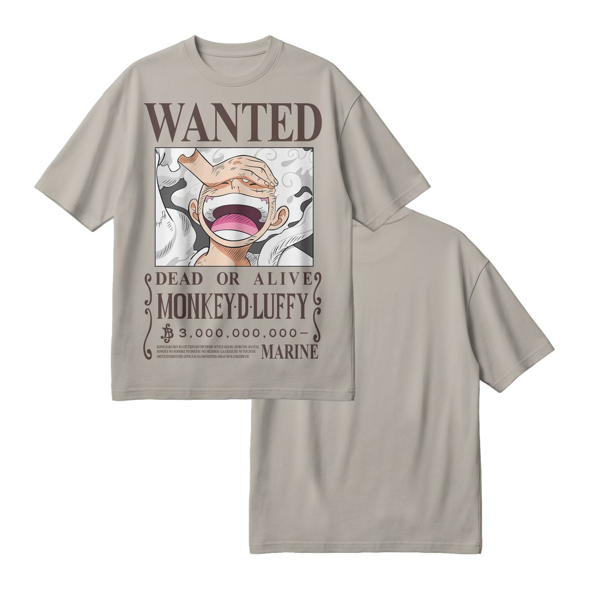 Anime One Piece Wanted Monkey D. Luffy Gear 5 Oversized T-Shirt - RZM012