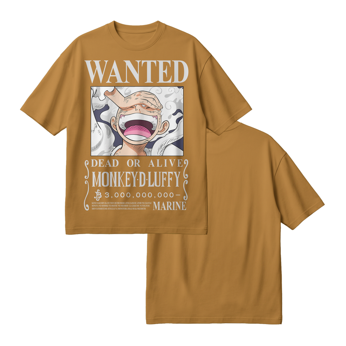Anime One Piece Wanted Monkey D. Luffy Gear 5 Oversized T-Shirt - RZM012