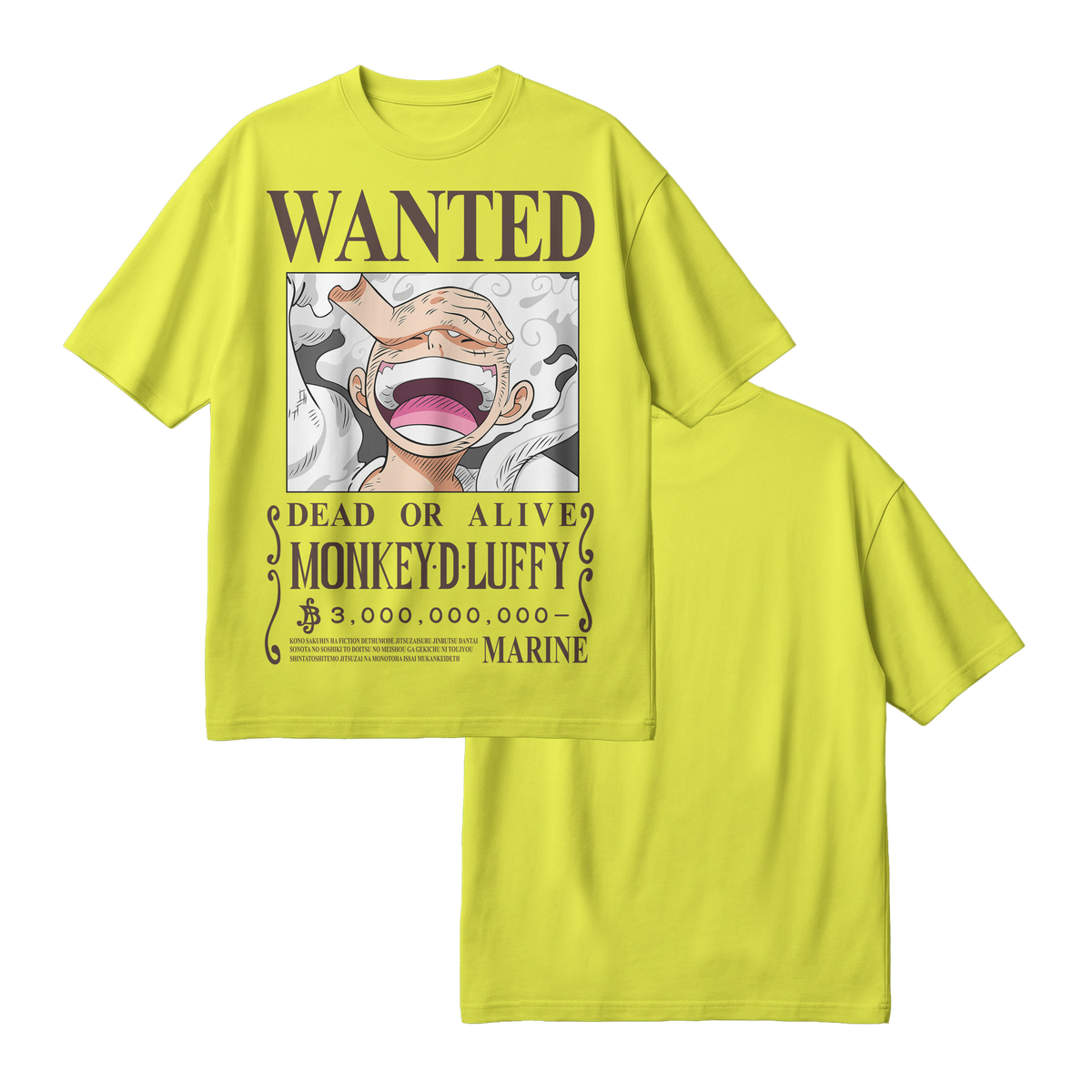 Anime One Piece Wanted Monkey D. Luffy Gear 5 Oversized T-Shirt - RZM012