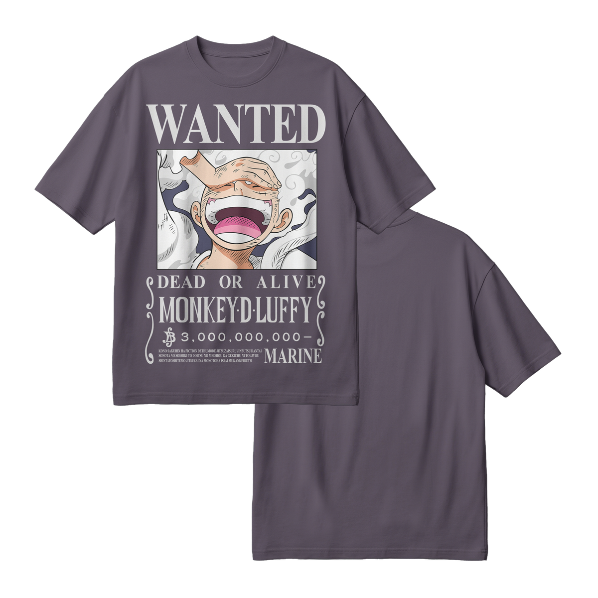 Anime One Piece Wanted Monkey D. Luffy Gear 5 Oversized T-Shirt - RZM012