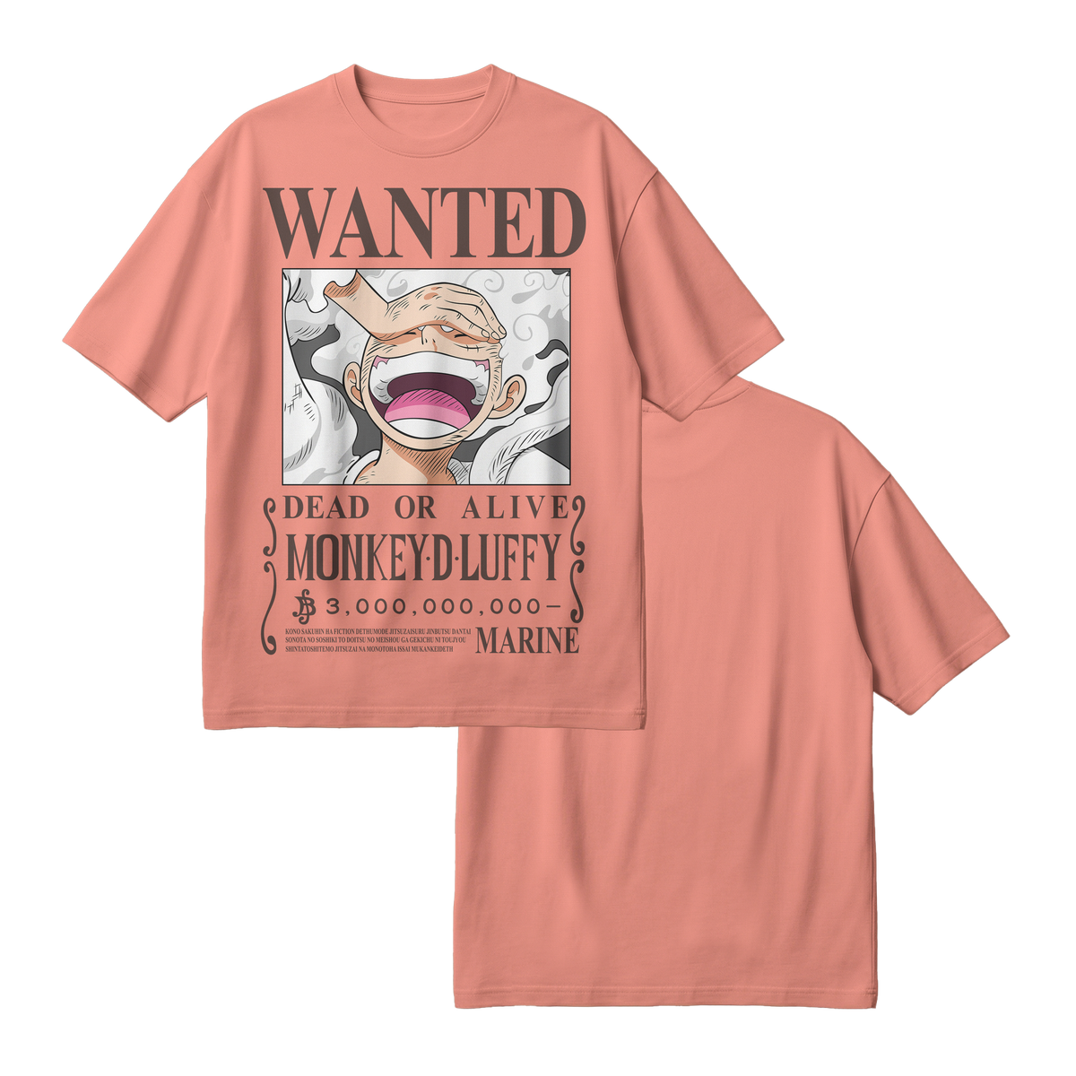 Anime One Piece Wanted Monkey D. Luffy Gear 5 Oversized T-Shirt - RZM012