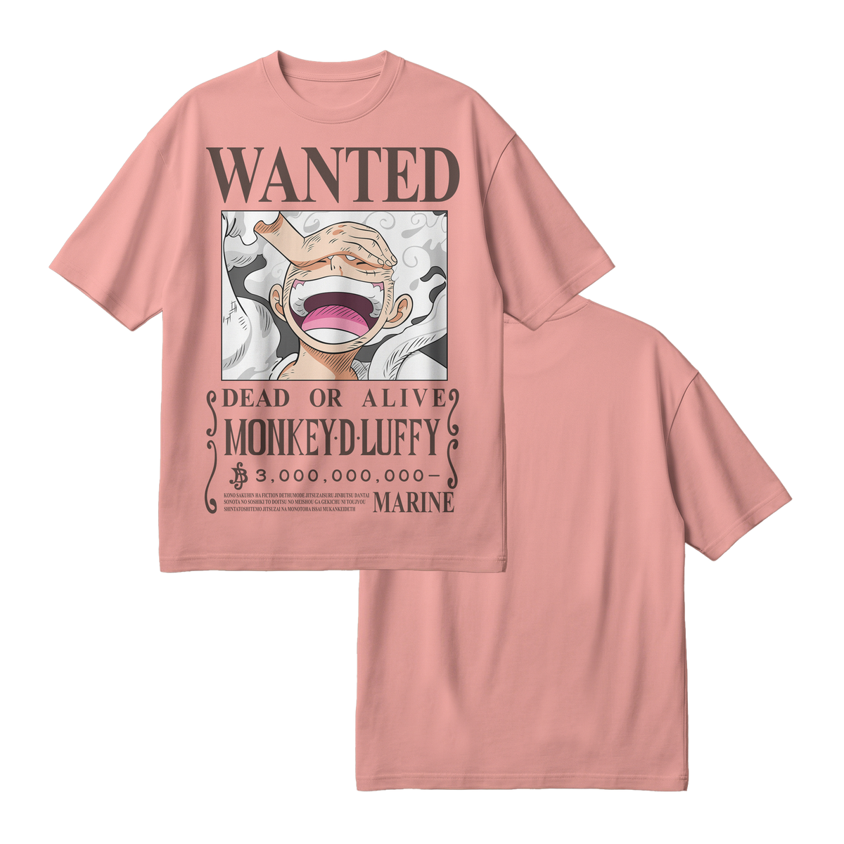 Anime One Piece Wanted Monkey D. Luffy Gear 5 Oversized T-Shirt - RZM012