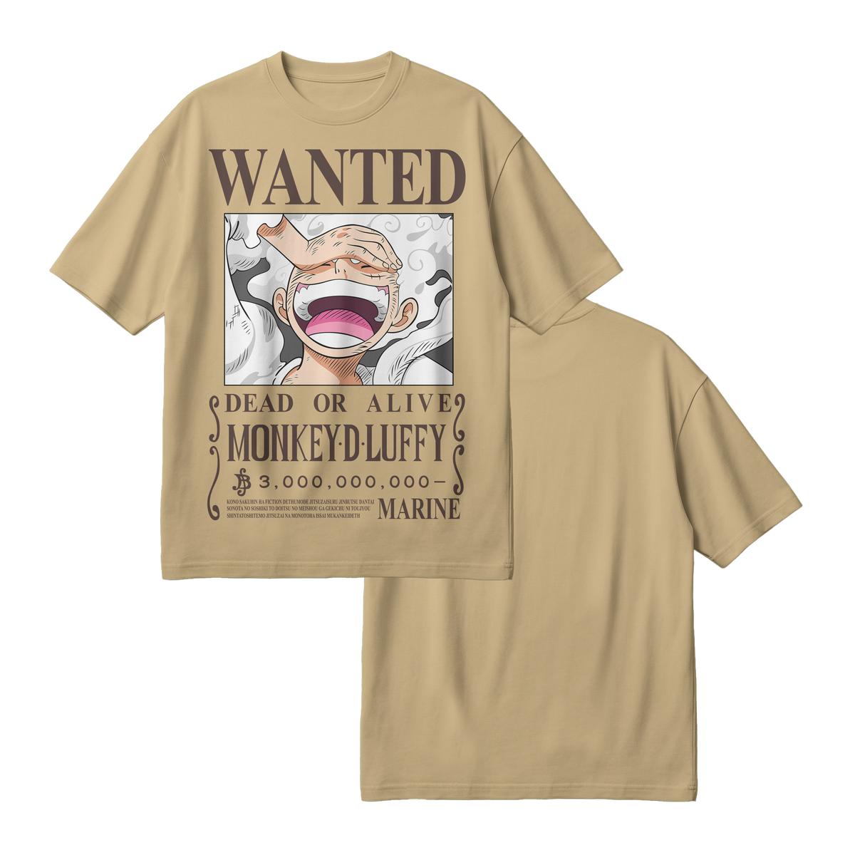 Anime One Piece Wanted Monkey D. Luffy Gear 5 Oversized T-Shirt - RZM012