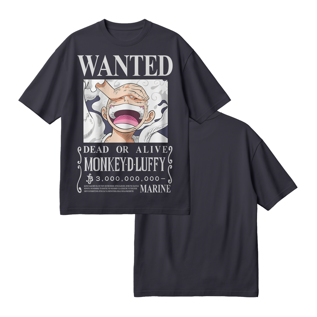 Anime One Piece Wanted Monkey D. Luffy Gear 5 Oversized T-Shirt - RZM012