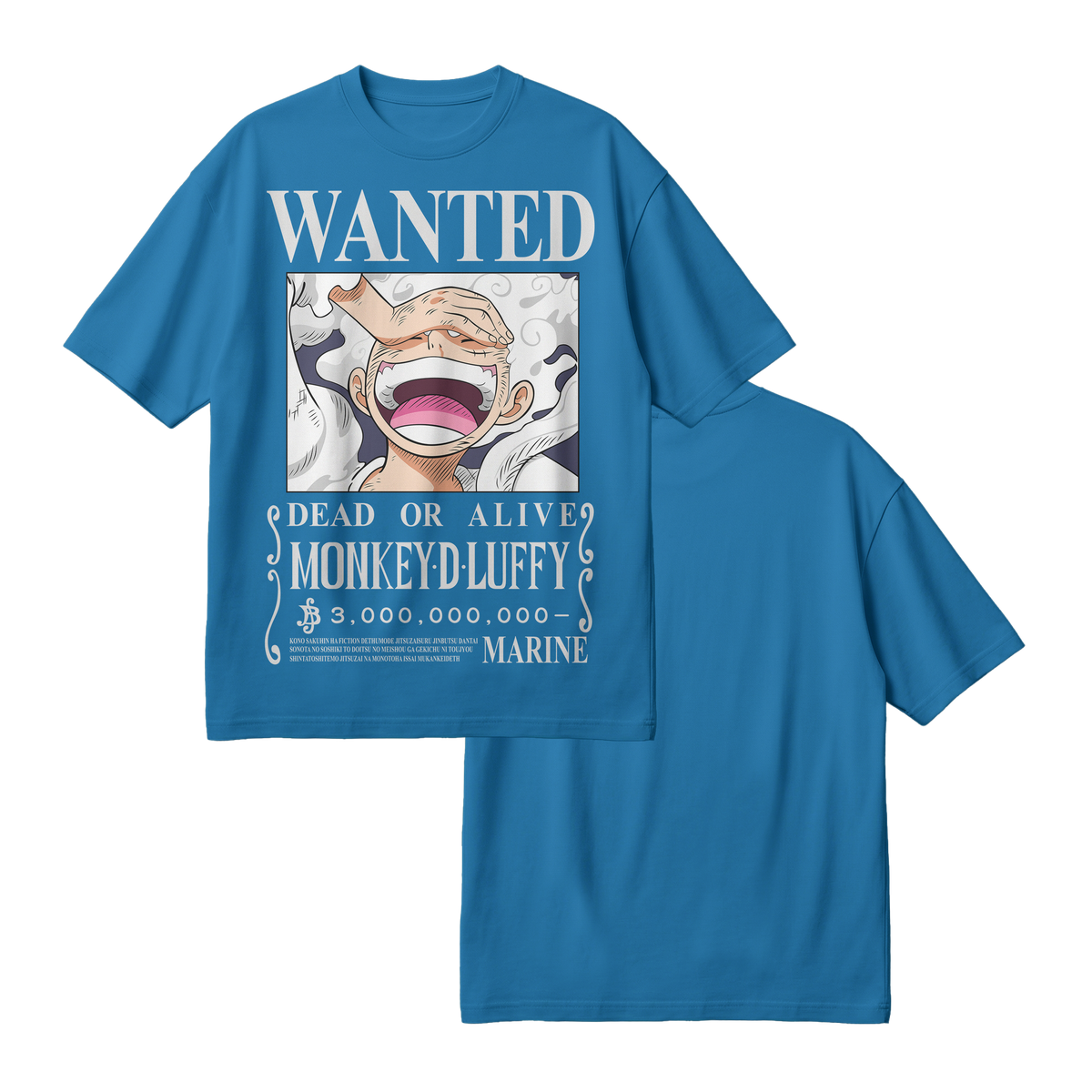 Anime One Piece Wanted Monkey D. Luffy Gear 5 Oversized T-Shirt - RZM012