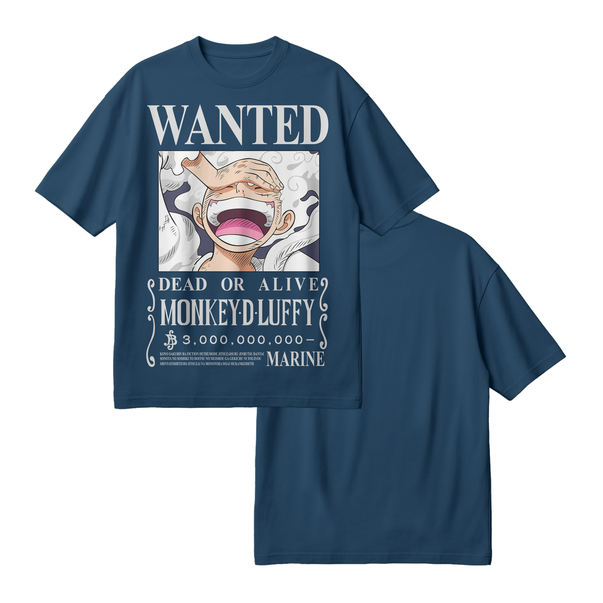 Anime One Piece Wanted Monkey D. Luffy Gear 5 Oversized T-Shirt - RZM012