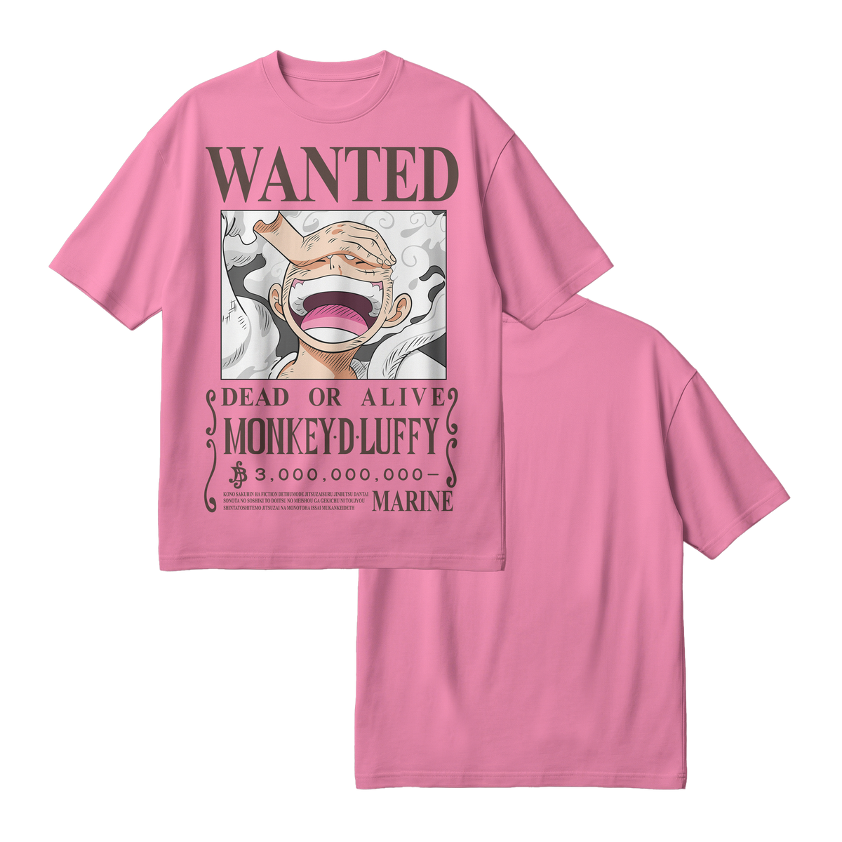 Anime One Piece Wanted Monkey D. Luffy Gear 5 Oversized T-Shirt - RZM012