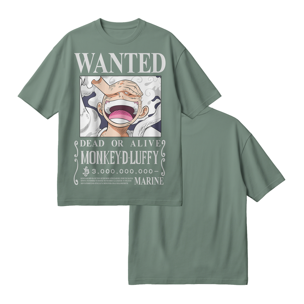 Anime One Piece Wanted Monkey D. Luffy Gear 5 Oversized T-Shirt - RZM012