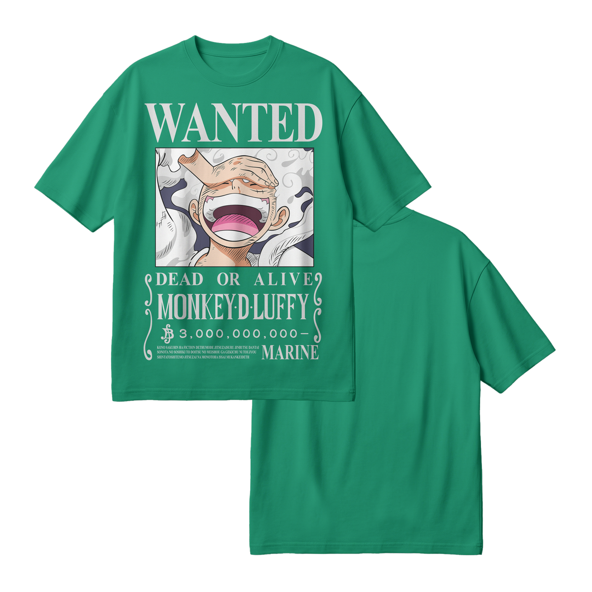 Anime One Piece Wanted Monkey D. Luffy Gear 5 Oversized T-Shirt - RZM012