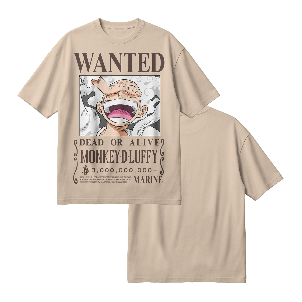 Anime One Piece Wanted Monkey D. Luffy Gear 5 Oversized T-Shirt - RZM012