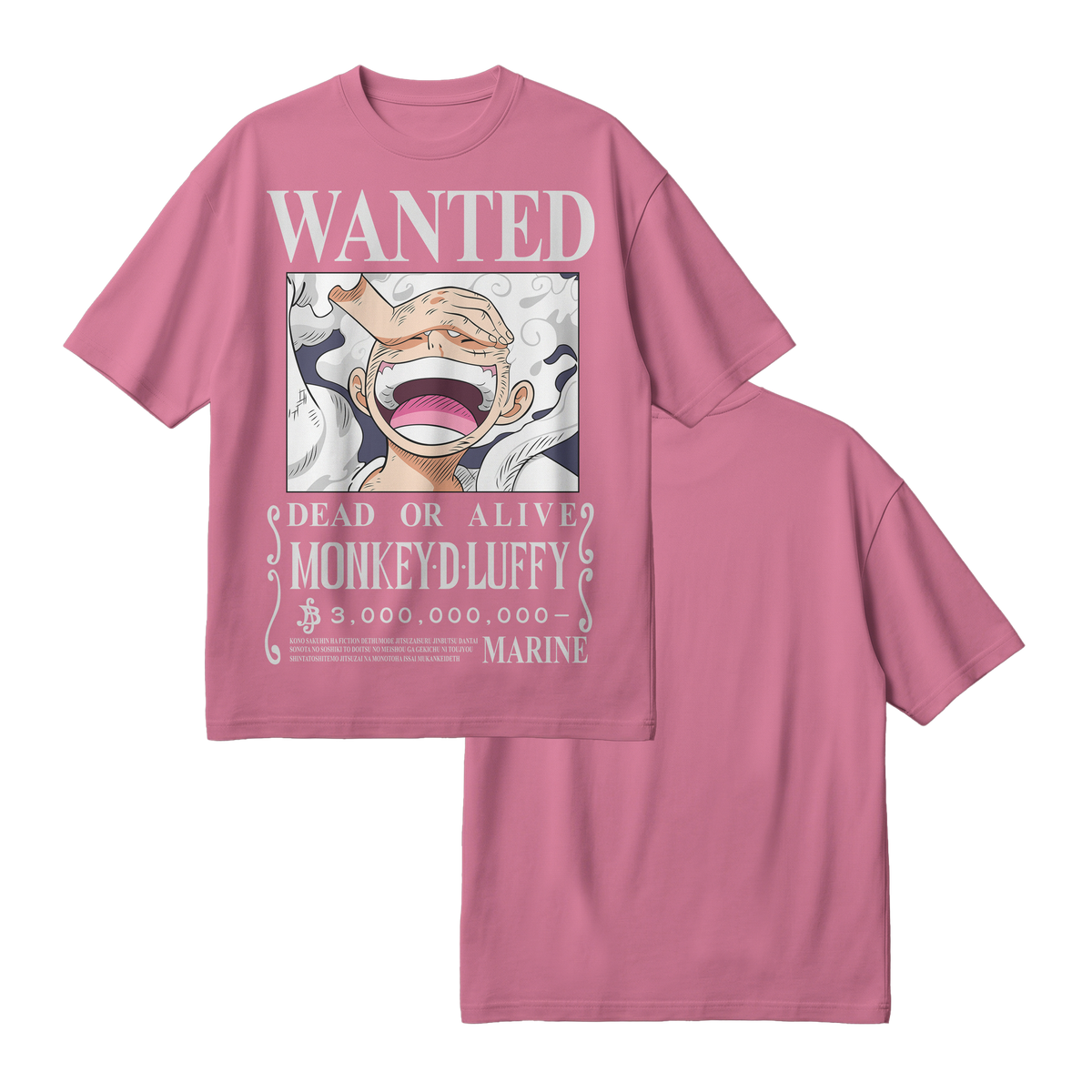 Anime One Piece Wanted Monkey D. Luffy Gear 5 Oversized T-Shirt - RZM012