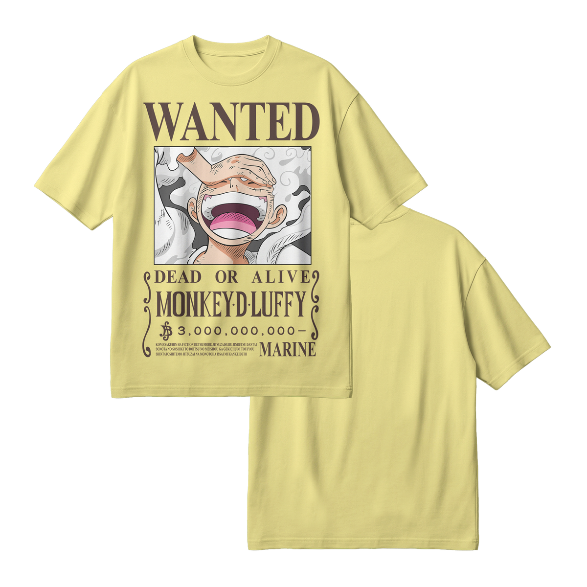 Anime One Piece Wanted Monkey D. Luffy Gear 5 Oversized T-Shirt - RZM012