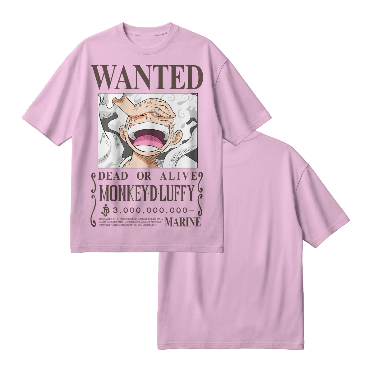 Anime One Piece Wanted Monkey D. Luffy Gear 5 Oversized T-Shirt - RZM012