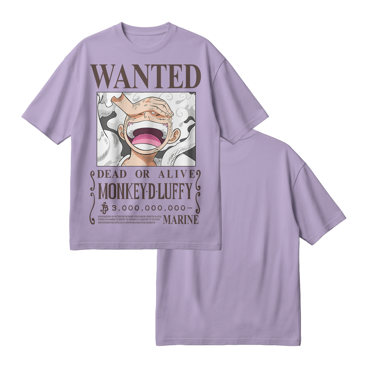 Anime One Piece Wanted Monkey D. Luffy Gear 5 Oversized T-Shirt - RZM012