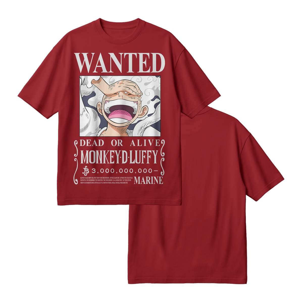 Anime One Piece Wanted Monkey D. Luffy Gear 5 Oversized T-Shirt - RZM012