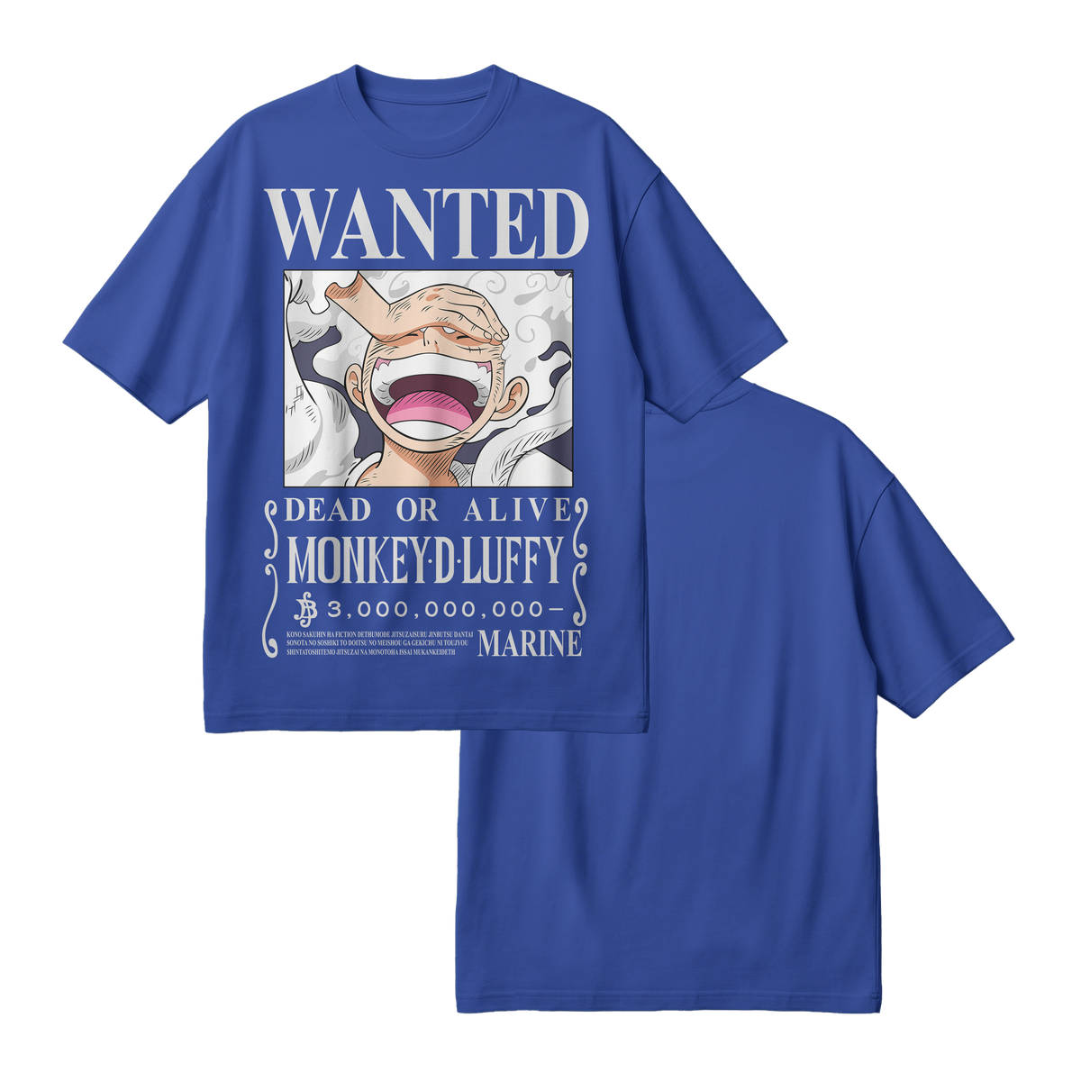 Anime One Piece Wanted Monkey D. Luffy Gear 5 Oversized T-Shirt - RZM012