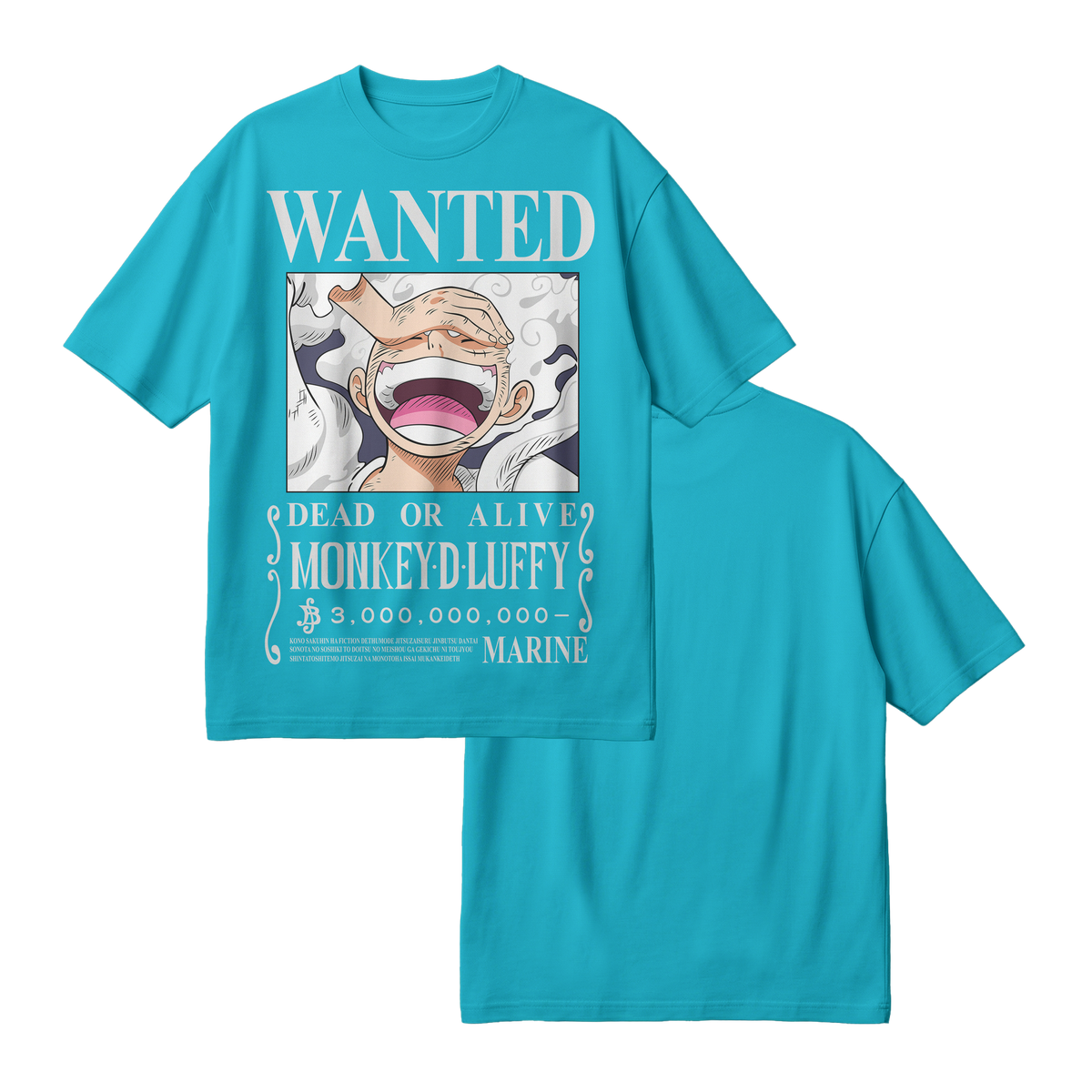 Anime One Piece Wanted Monkey D. Luffy Gear 5 Oversized T-Shirt - RZM012