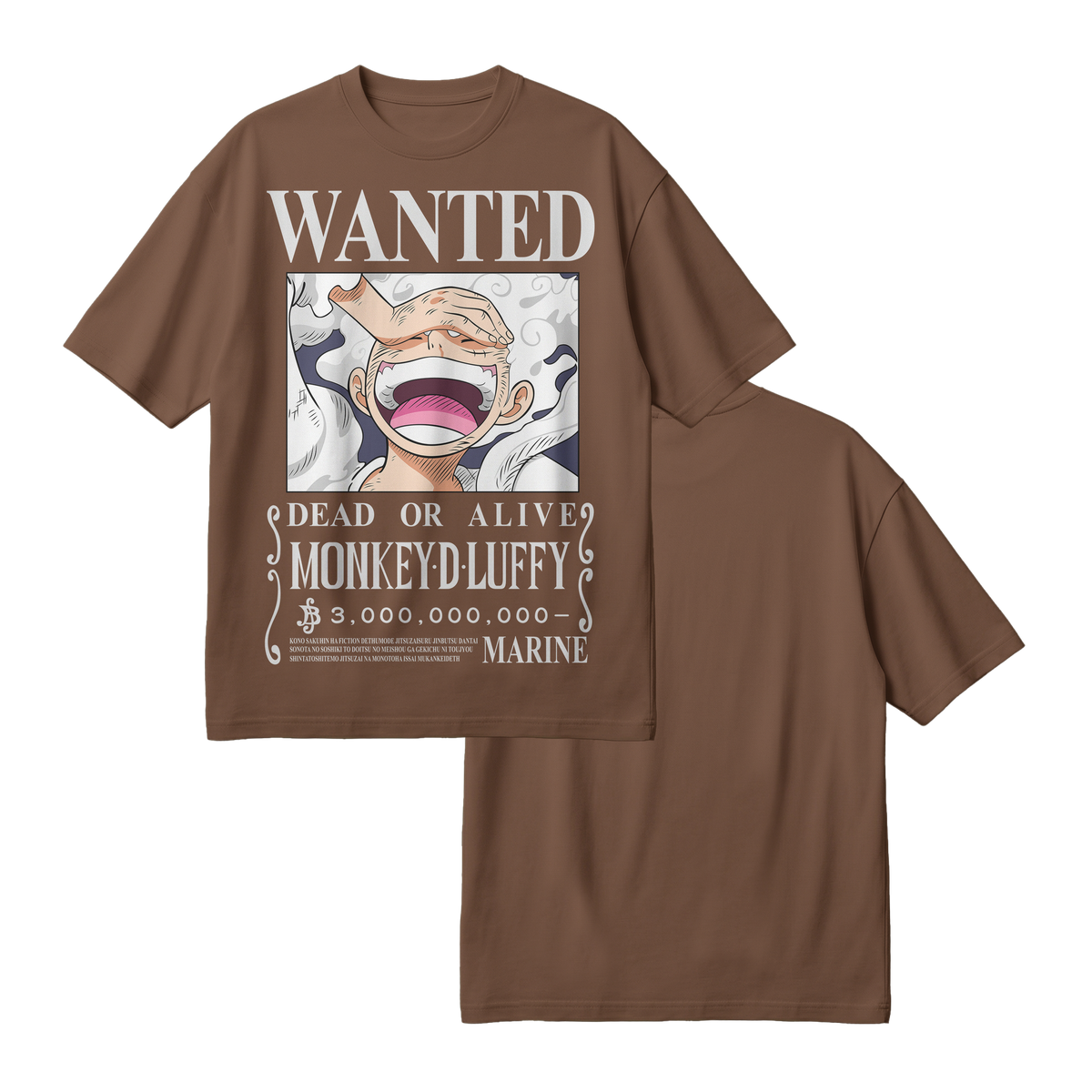 Anime One Piece Wanted Monkey D. Luffy Gear 5 Oversized T-Shirt - RZM012