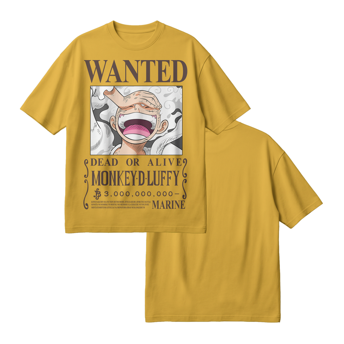 Anime One Piece Wanted Monkey D. Luffy Gear 5 Oversized T-Shirt - RZM012