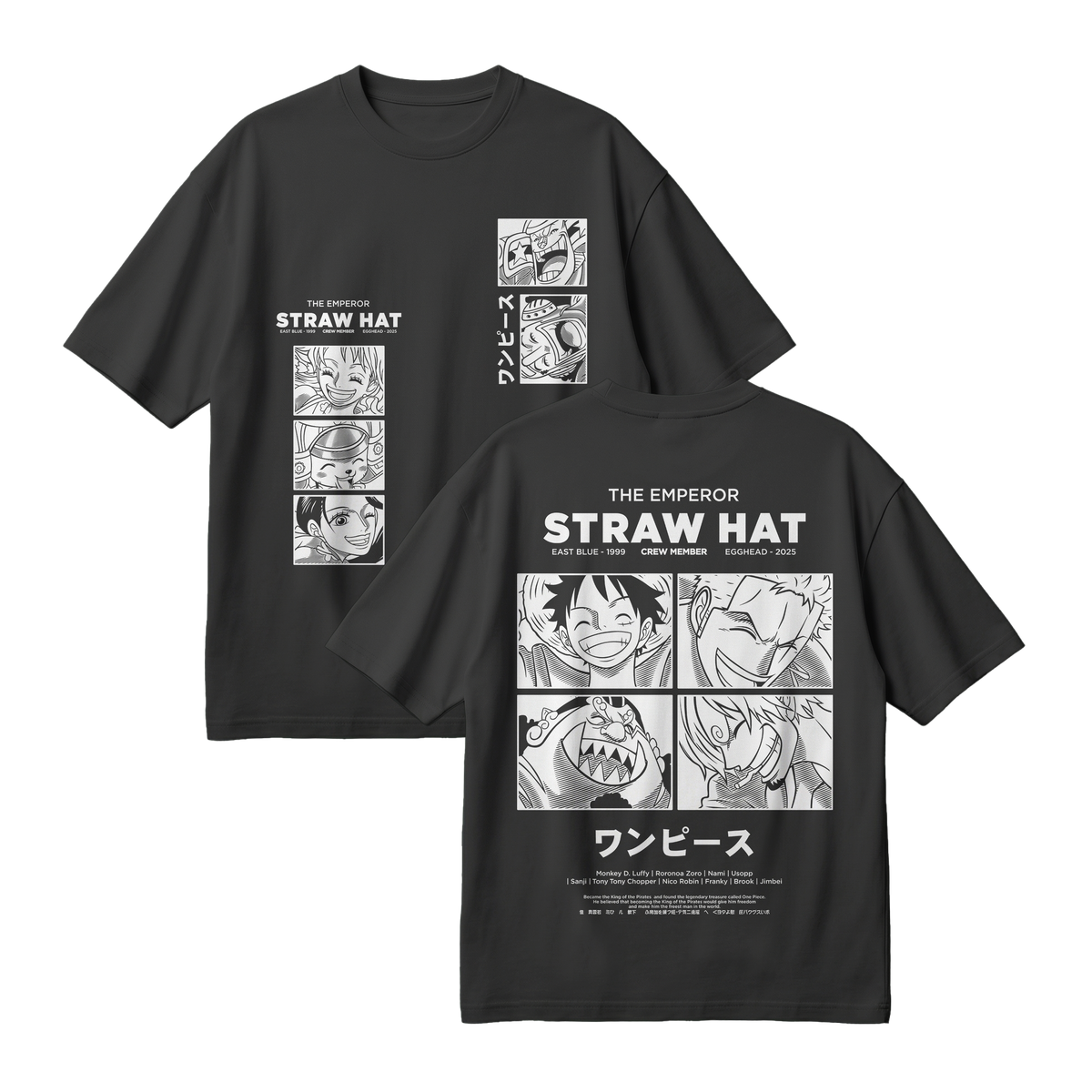 Anime One Piece Emperor Straw Hat Crew Oversized T-Shirt - RZM014