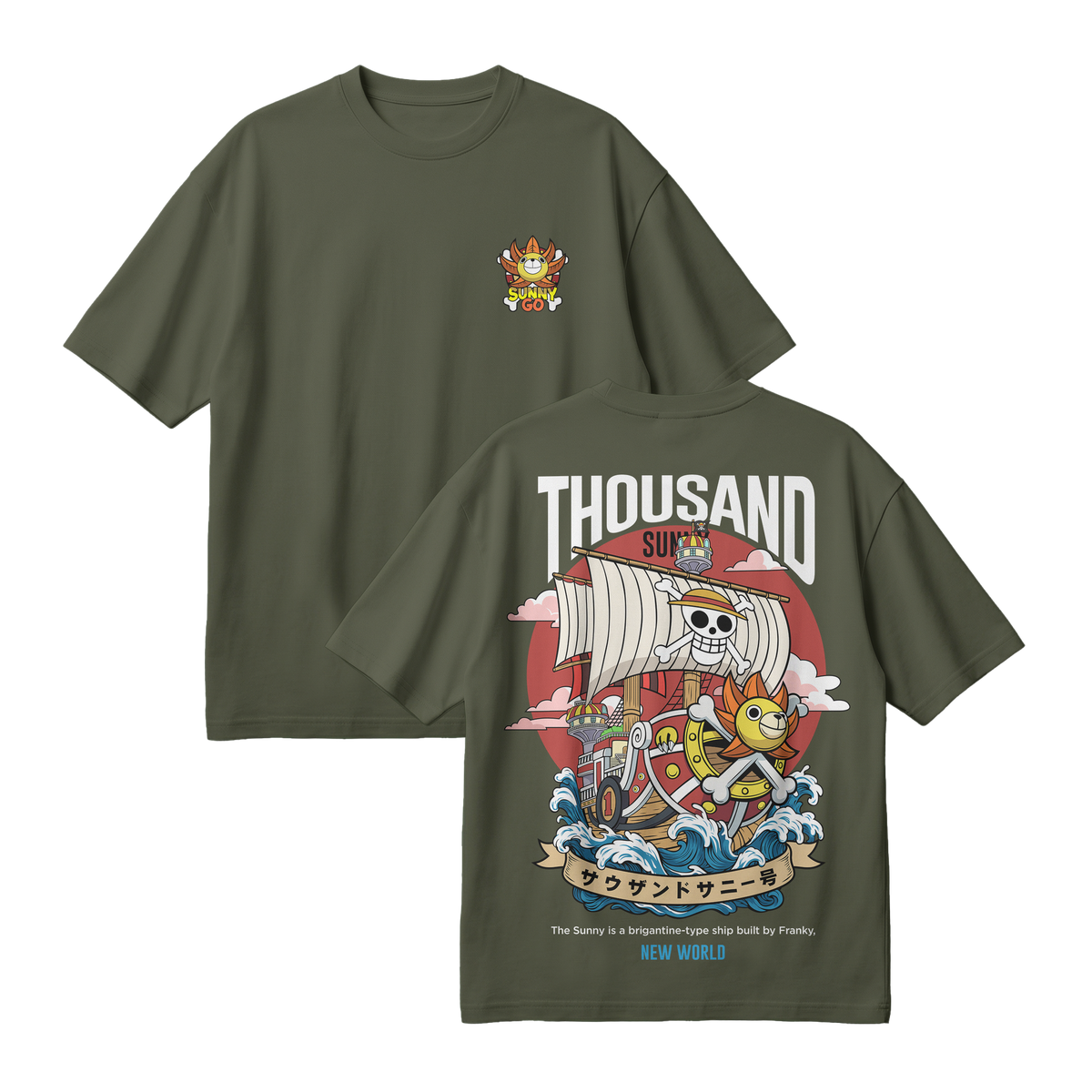 Anime One Piece Thousand Sunny Oversized T-Shirt - RZM016