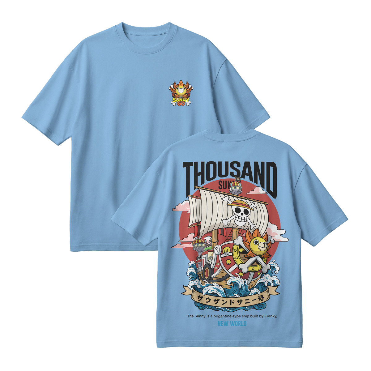 Anime One Piece Thousand Sunny Oversized T-Shirt - RZM016