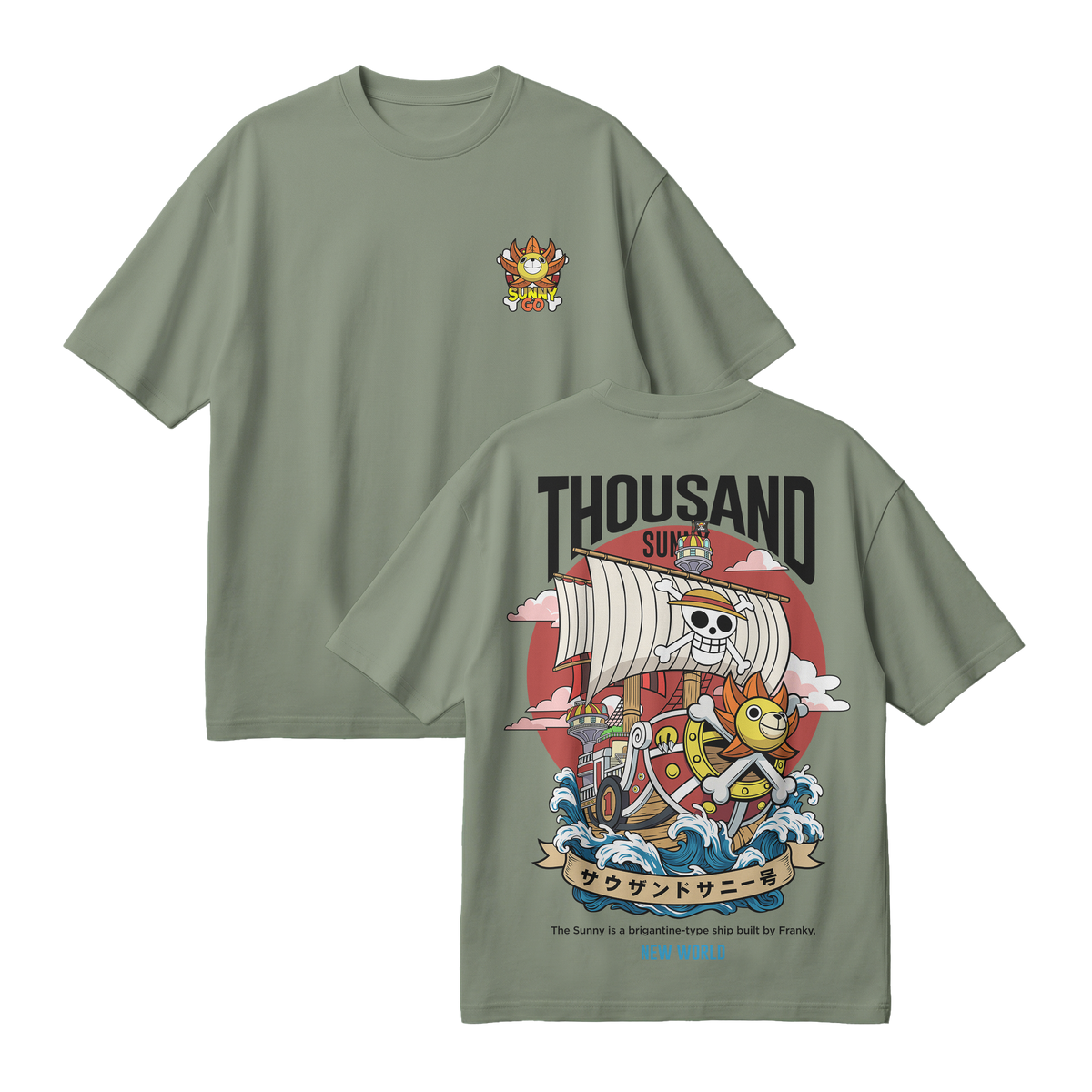Anime One Piece Thousand Sunny Oversized T-Shirt - RZM016