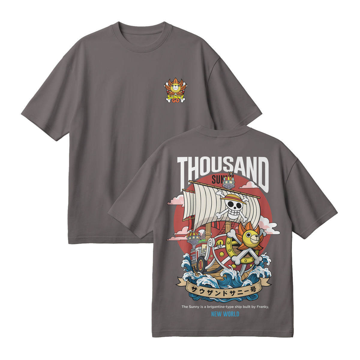 Anime One Piece Thousand Sunny Oversized T-Shirt - RZM016