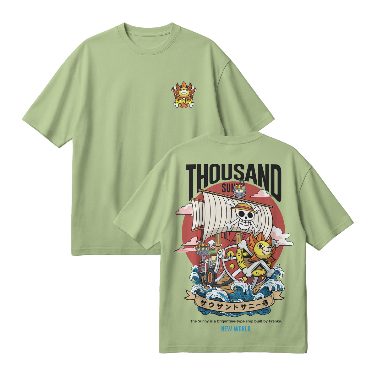 Anime One Piece Thousand Sunny Oversized T-Shirt - RZM016