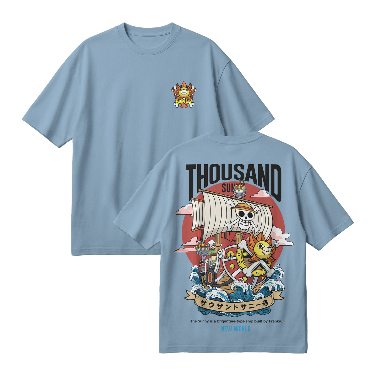Anime One Piece Thousand Sunny Oversized T-Shirt - RZM016