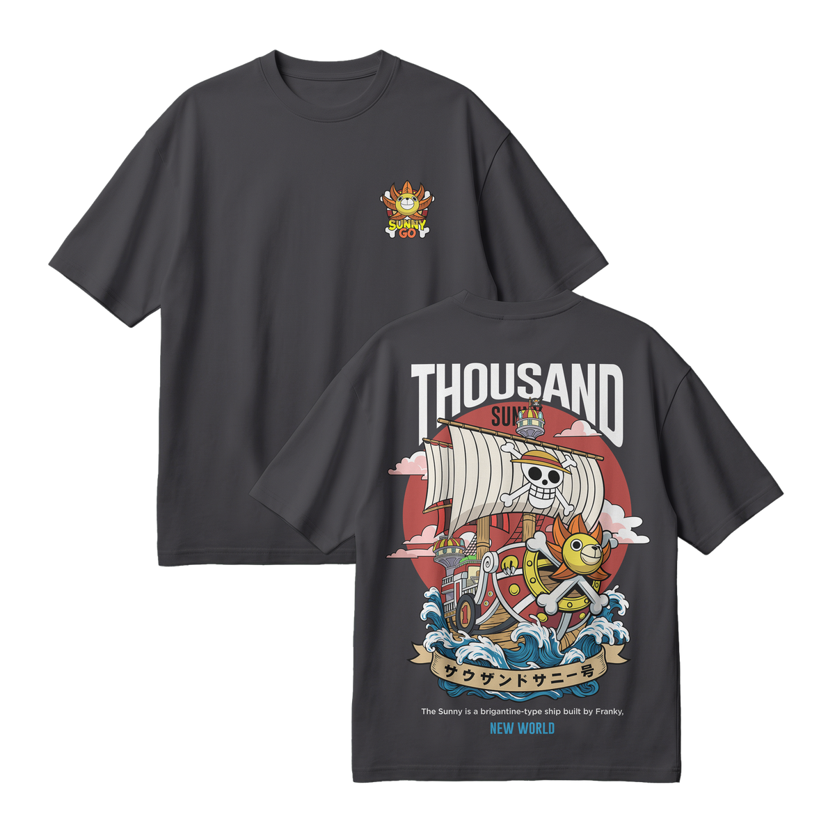 Anime One Piece Thousand Sunny Oversized T-Shirt - RZM016