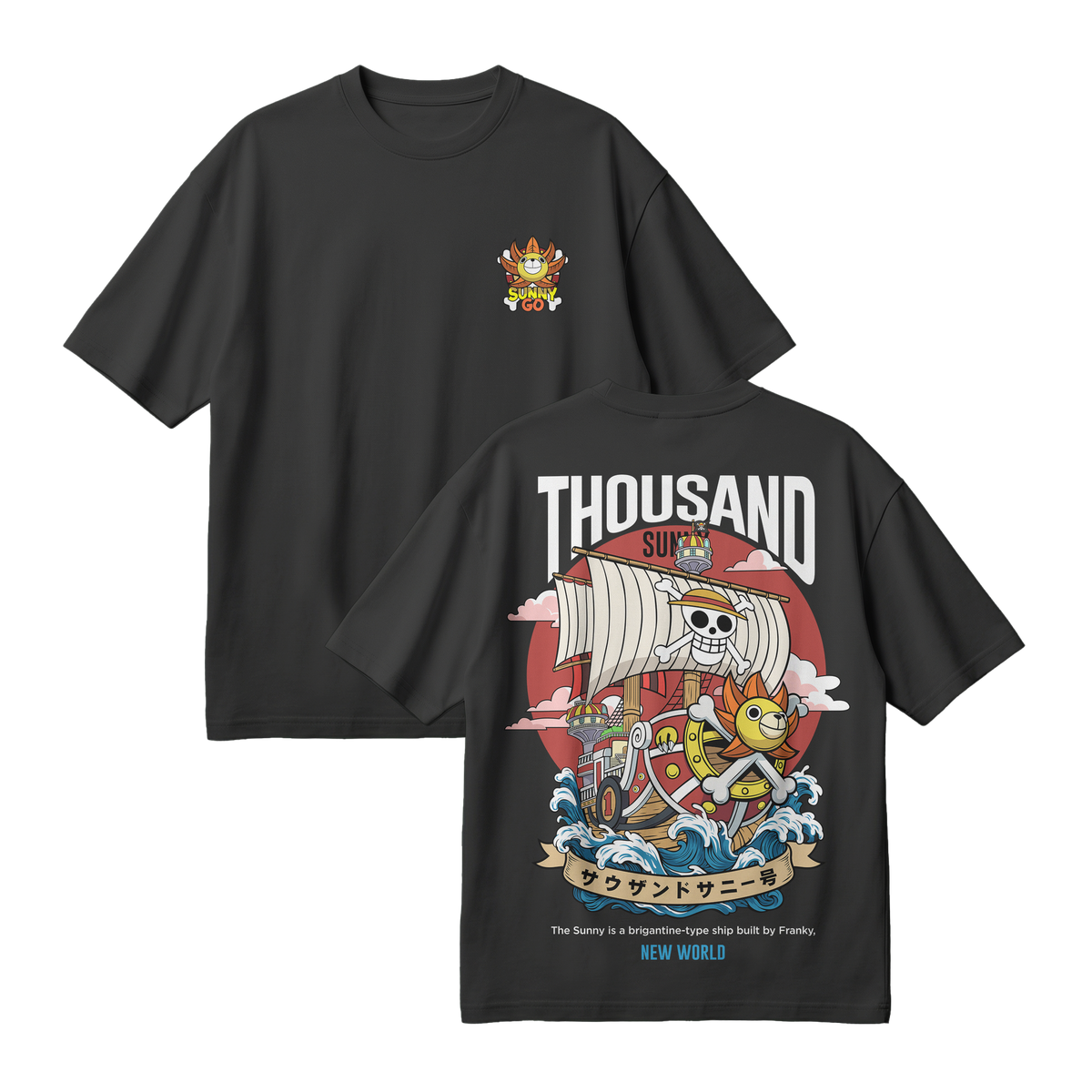Anime One Piece Thousand Sunny Oversized T-Shirt - RZM016