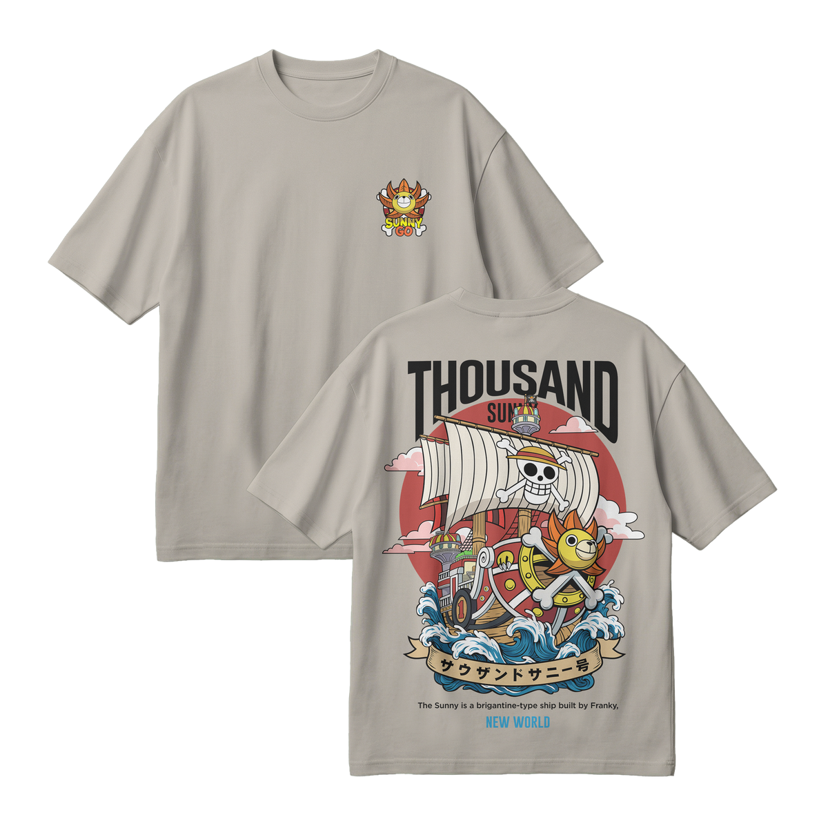 Anime One Piece Thousand Sunny Oversized T-Shirt - RZM016