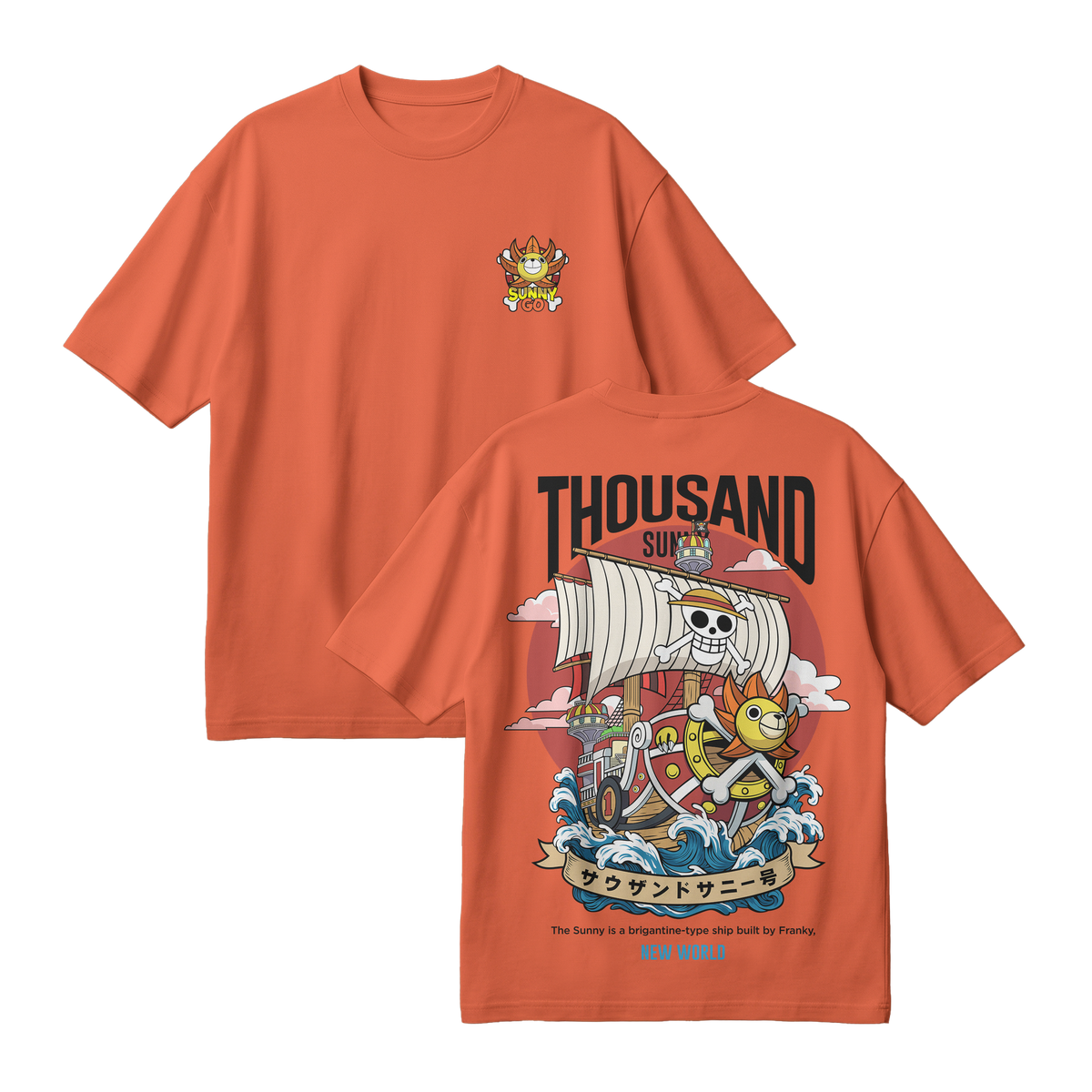 Anime One Piece Thousand Sunny Oversized T-Shirt - RZM016