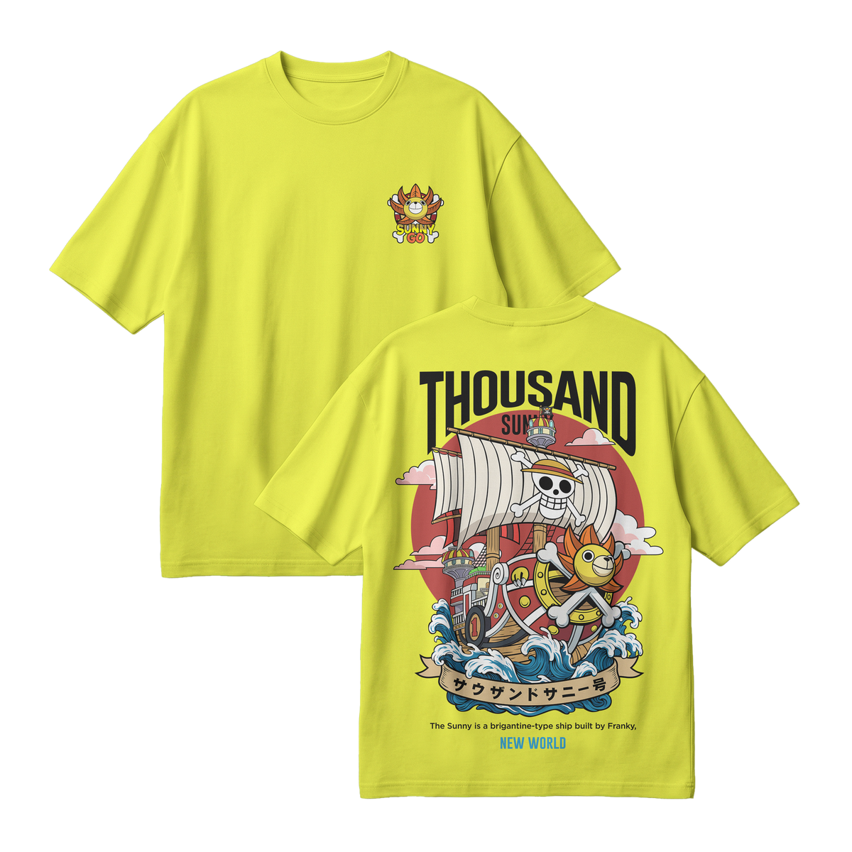 Anime One Piece Thousand Sunny Oversized T-Shirt - RZM016
