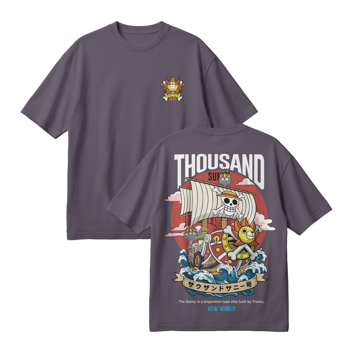 Anime One Piece Thousand Sunny Oversized T-Shirt - RZM016