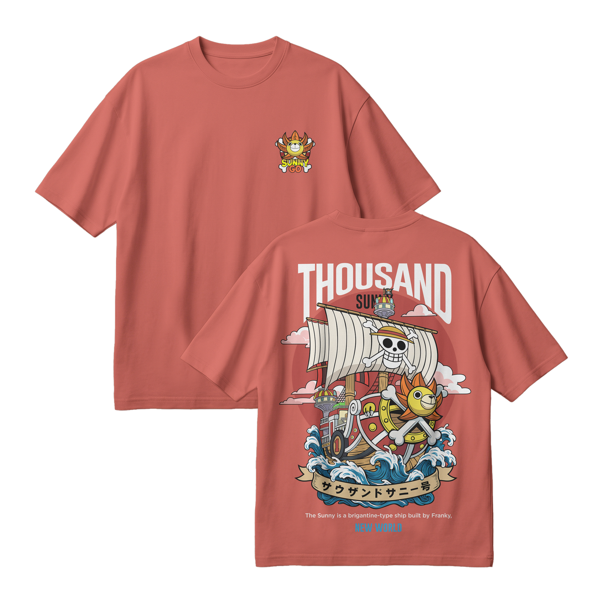 Anime One Piece Thousand Sunny Oversized T-Shirt - RZM016