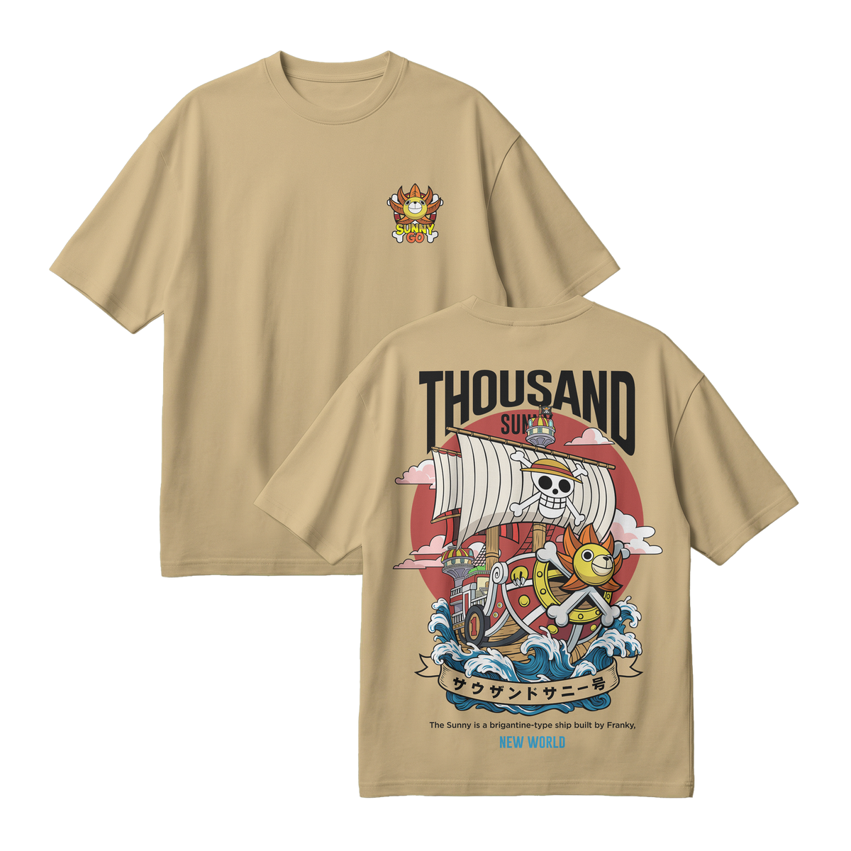 Anime One Piece Thousand Sunny Oversized T-Shirt - RZM016