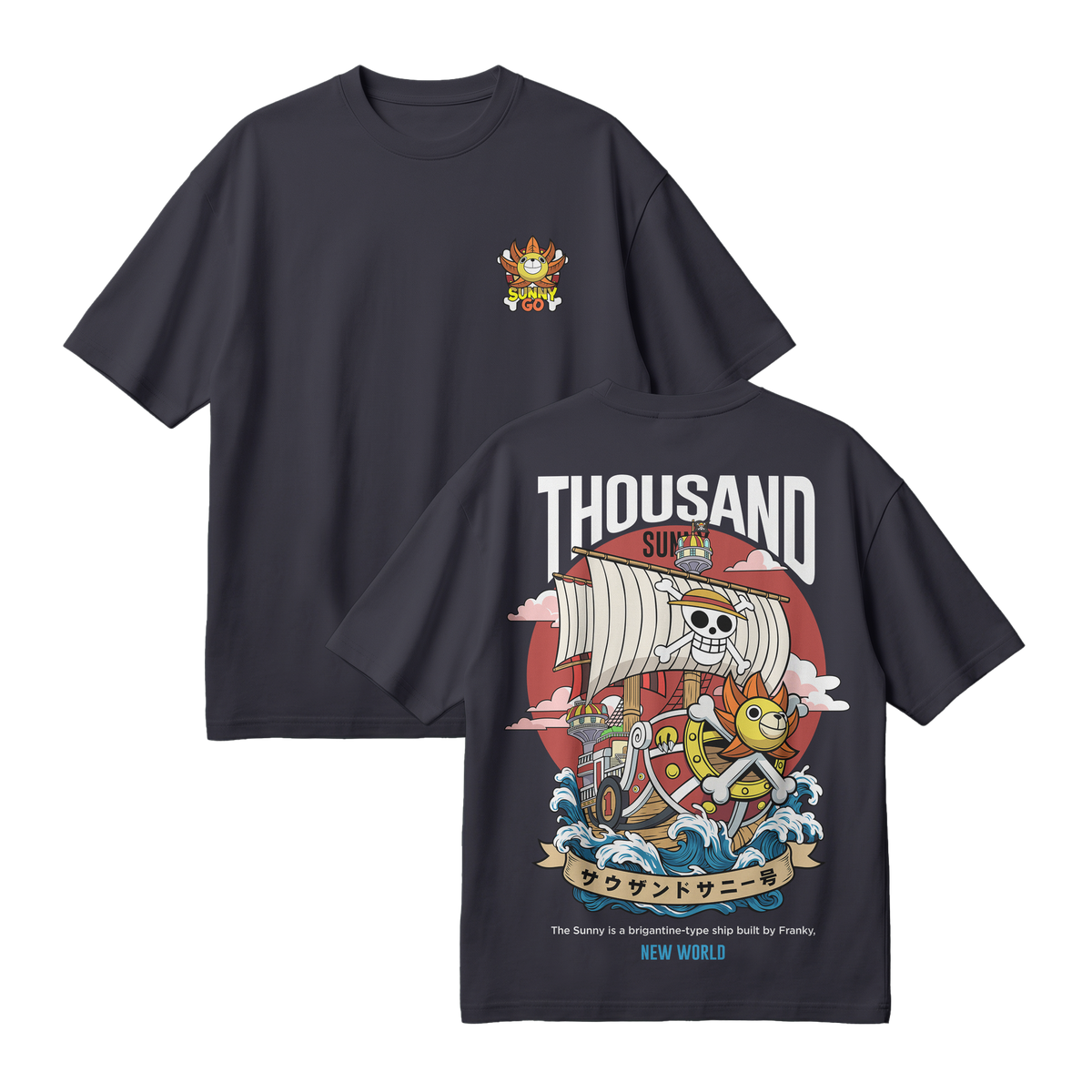 Anime One Piece Thousand Sunny Oversized T-Shirt - RZM016