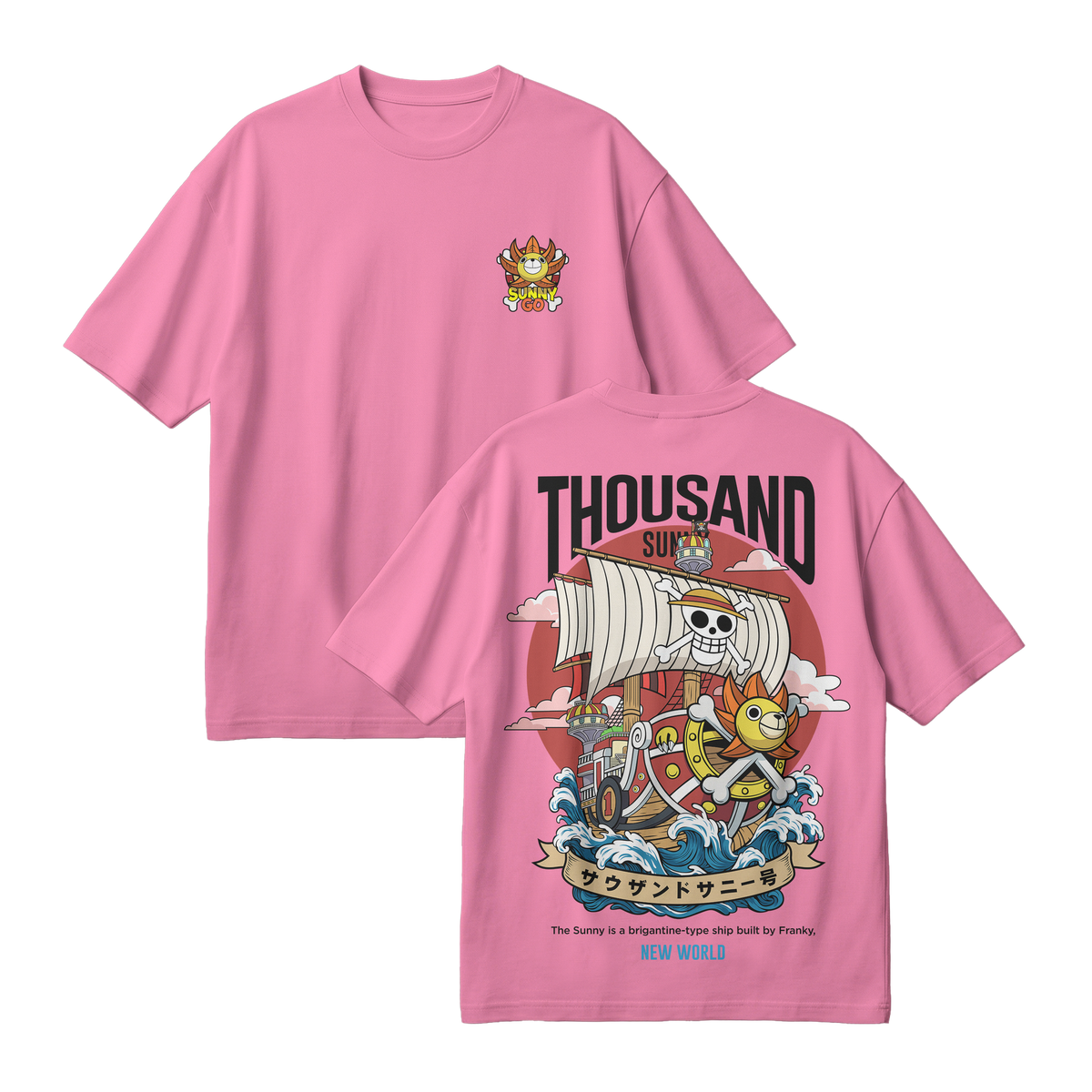Anime One Piece Thousand Sunny Oversized T-Shirt - RZM016